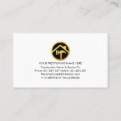 Handyman Tools Gold Building Frame Business Card Visitenkarte (Rückseite)