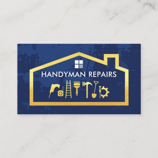 Handyman Tools Gold Building Frame Business Card Visitenkarte (Vorderseite)
