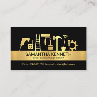 Handyman Tools Gold Stripe Contractor Visitenkarte