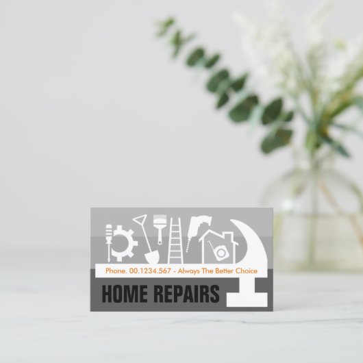 Handyman Tools Gray Layers Visitenkarte (Stehend Vorderseite)