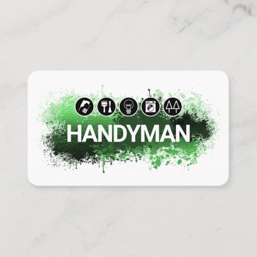 Handyman Tools Green Paint Splatter Visitenkarte (Vorderseite)