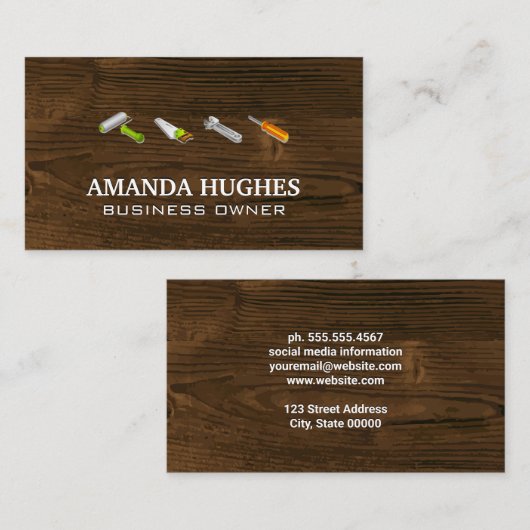 Handyman Tools | Holzkappen Visitenkarte (Vorne/Hinten)