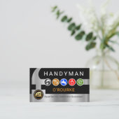 Handyman Tools Icon On Silver Hammer Visitenkarte (Stehend Vorderseite)