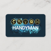 Handyman Tools On Blue Paint Splatter Visitenkarte (Vorderseite)