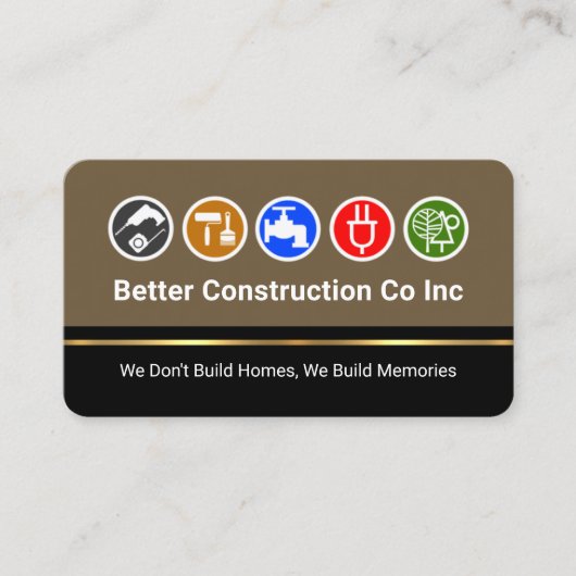 Handyman Tools On Brown Gold Line Layers Visitenkarte (Vorderseite)