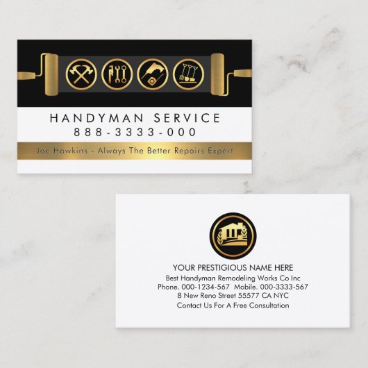 Handyman Tools On Brush Paint Layer Visitenkarte (Vorne/Hinten)