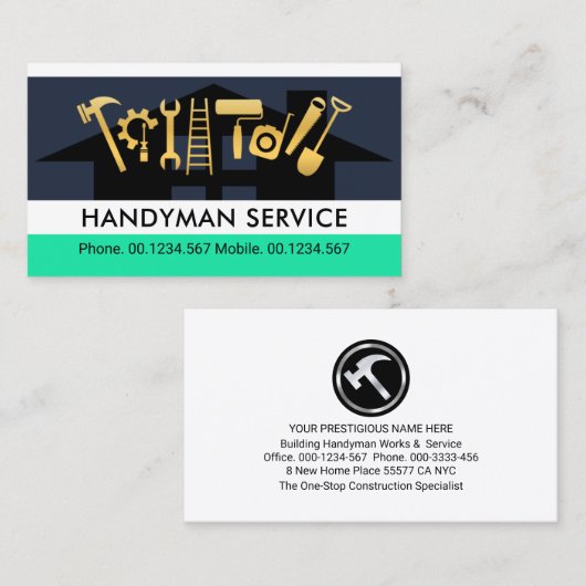 Handyman Tools on Gebäude Doftop Visitenkarte (Vorne/Hinten)