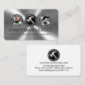Handyman Tools On Silver Metallic Layer Visitenkarte (Vorne/Hinten)