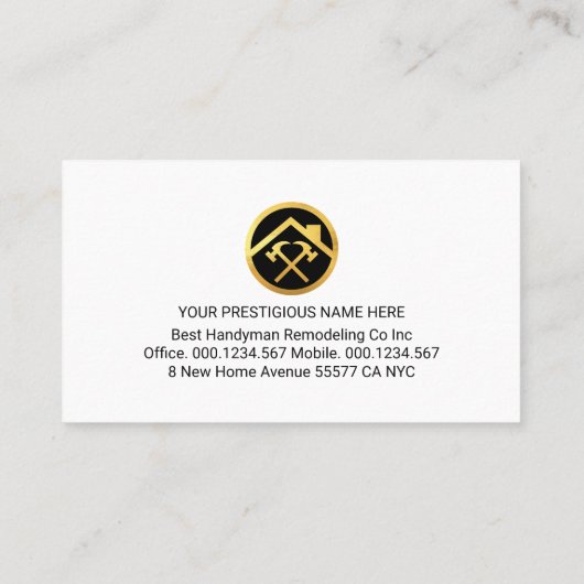 Handyman Tools On Stone Layer Visitenkarte (Rückseite)