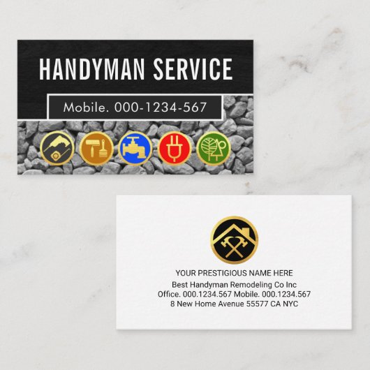 Handyman Tools On Stone Layer Visitenkarte (Vorne/Hinten)