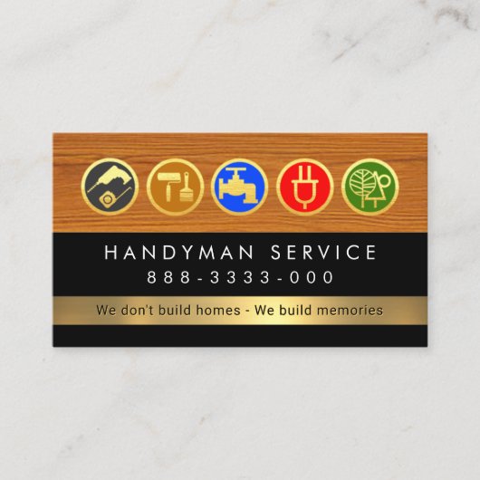 Handyman Tools On Timber Wood Layer Visitenkarte (Vorderseite)