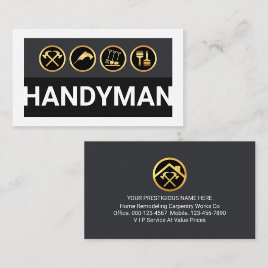 Handyman Tools On White Border Visitenkarte (Vorne/Hinten)