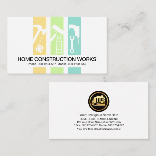 Handyman Tools Panel Contractor Visitenkarte (Vorne/Hinten)