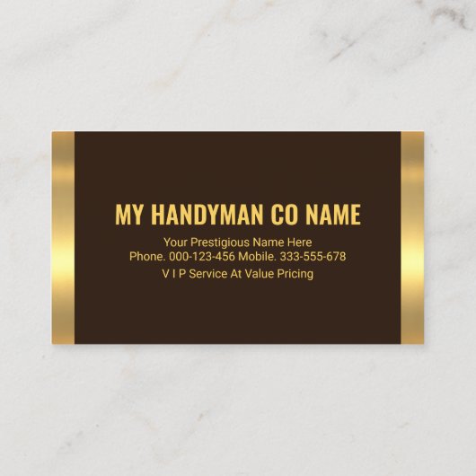 Handyman Tools platzieren auf Goldrändern Visitenkarte (Rückseite)