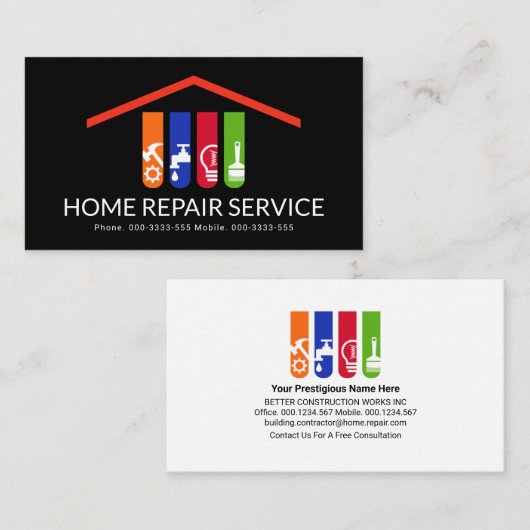Handyman Tools Rooftop Gebäude Visitenkarte (Vorne/Hinten)