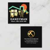 Handyman Tools Rooftop Rising Sun Quadratische Visitenkarte (Vorne/Hinten)