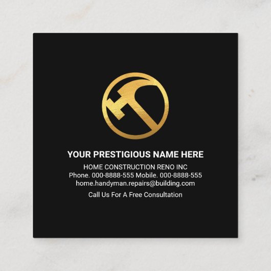 Handyman Tools Rooftop Rising Sun Quadratische Visitenkarte (Rückseite)