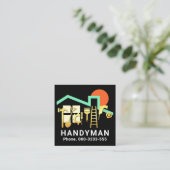 Handyman Tools Rooftop Rising Sun Quadratische Visitenkarte (Stehend Vorderseite)