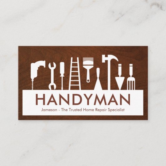 Handyman Tools Silhouette Placard Visitenkarte (Vorderseite)