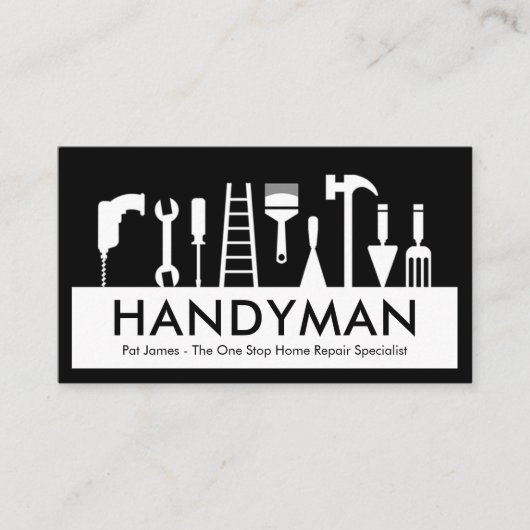Handyman Tools Silhouette Placard Visitenkarte (Vorderseite)