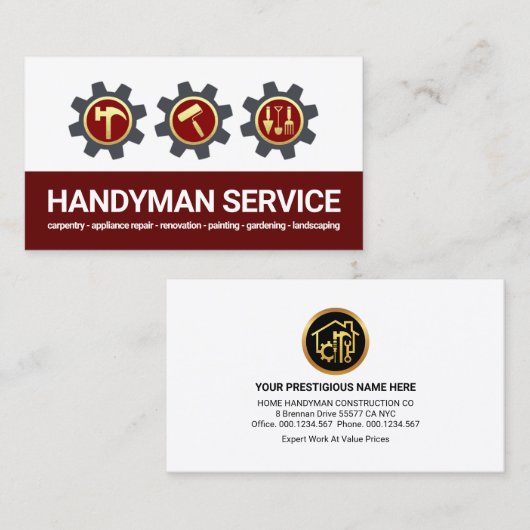 Handyman Tools Sprocket Builder Visitenkarte (Vorne/Hinten)