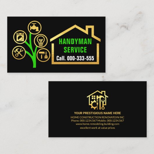 Handyman Tools Tree Gebäude Visitenkarte (Vorne/Hinten)