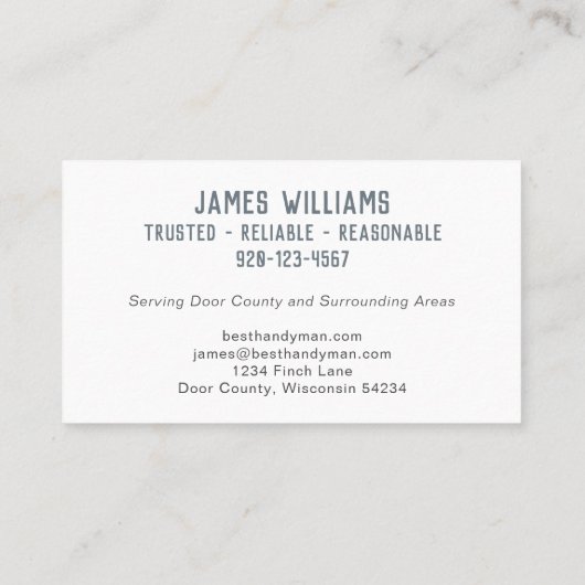 Handyman Tools Visitenkarte (Rückseite)