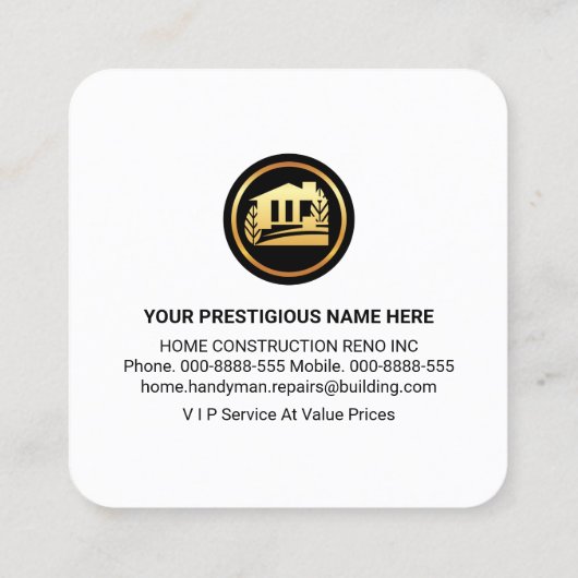 Handyman Tools Window Rooftop Rahmen Quadratische Visitenkarte (Rückseite)