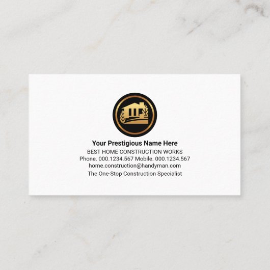 Handyman Tools Zuhause Frame Gebäude Visitenkarte (Rückseite)