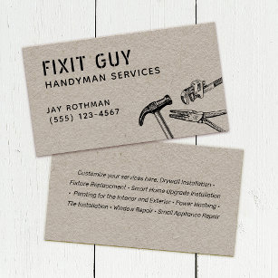 Handyman Tools, Zuhause Improvement Kraft Business Visitenkarte