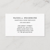 Handyman-Werkzeuge für Holzarbeiter Visitenkarte (Rückseite)