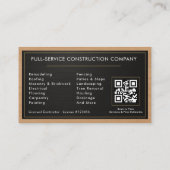 Handyman Wood Metallic Construction Black Gold  Visitenkarte (Rückseite)