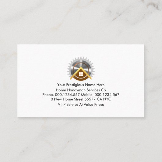 Handyman Wood Signage Visitenkarte (Rückseite)