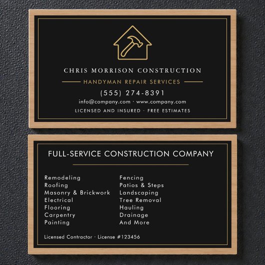 Handyman Wood Texture Visitenkarte