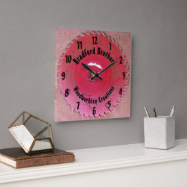 Handyman Woodworking Red Saw Blade Individuelle Na Quadratische Wanduhr