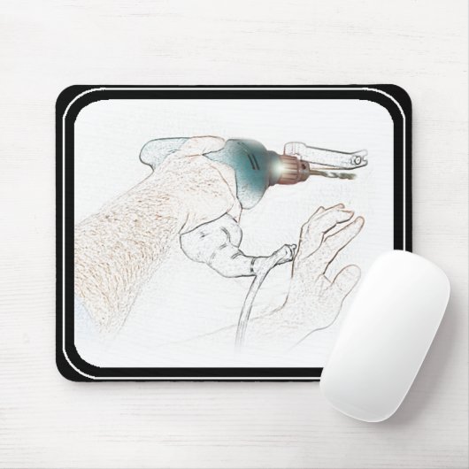 Handyman Working Hands Drill (Herr Fix-It) Mousepad (Mit Mouse)