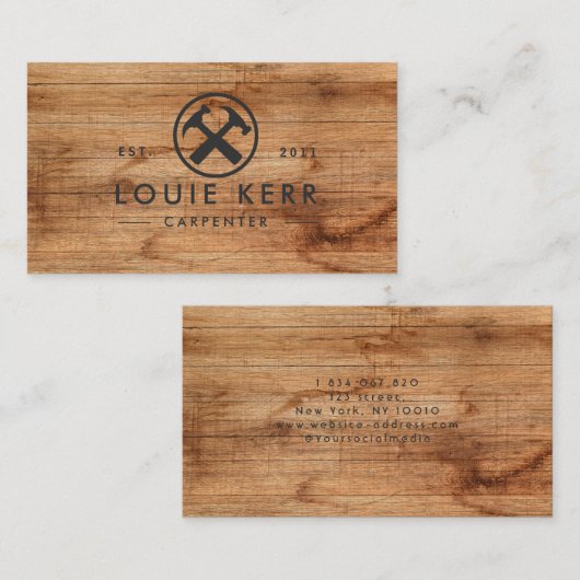 Handyman, Zimmermann, Holzarbeiter, Holz Visitenkarte (Vorne/Hinten)