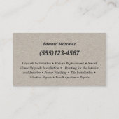 Handyman Zuhause Improvement Business Card Visitenkarte (Rückseite)