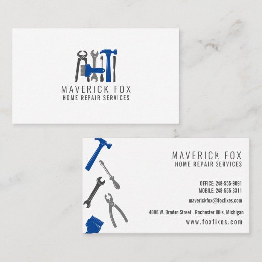 Handyman Zuhause Maintenance & Repair Services Visitenkarte (Vorne/Hinten)