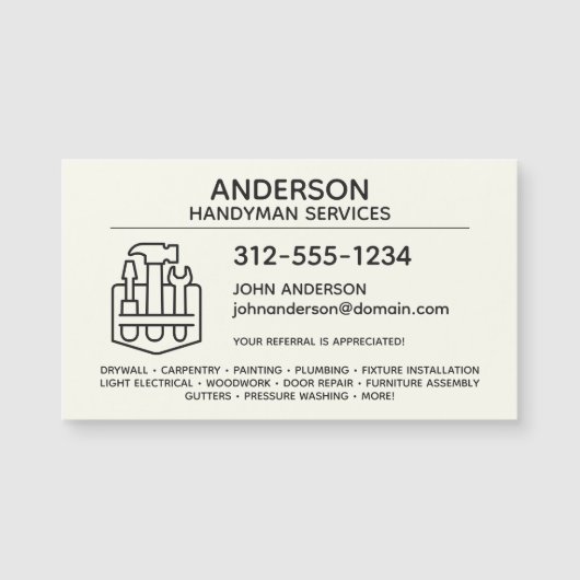 Handyman Zuhause Repair Magnetic Business Card Magnetkarte (Vorderseite)