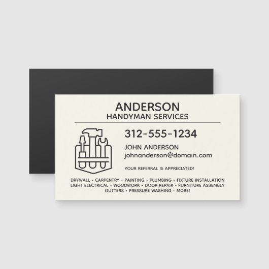 Handyman Zuhause Repair Magnetic Business Card Magnetkarte (Vorne/Hinten)
