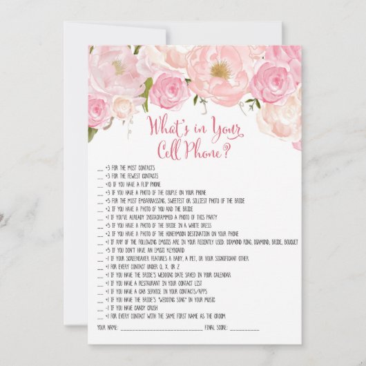 Handyspiel mit floralem Brautparty (Vorderseite)