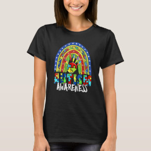 Handzeichen Autismus-Bewusstsein Regenbogen Autism T-Shirt