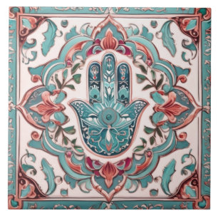Handzeichen Hamsa - Aqua Turquoise Hand Fatima Fliese