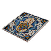 Handzeichen Hamsa - Blau und Gold Hand Fatima Fliese (Seite)