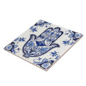 Handzeichen Hamsa - Blau und Weiße Hand Fatima Fliese (Seite)