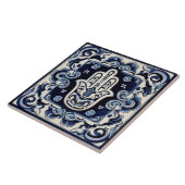 Handzeichen Hamsa - Blau und Weiße Hand Fatima Fliese (Seite)