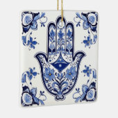 Handzeichen Hamsa - Blau und Weiße Hand Fatima Keramikornament (Rechts)