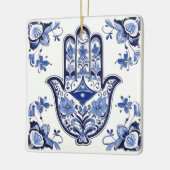 Handzeichen Hamsa - Blau und Weiße Hand Fatima Keramikornament (Links)