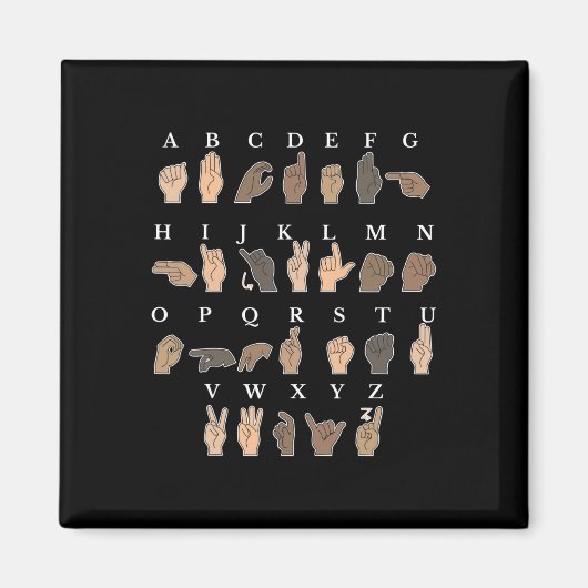 Handzeichen-Sprache ASL Handgesten Gehörlosigkeit Magnet (Vorne)